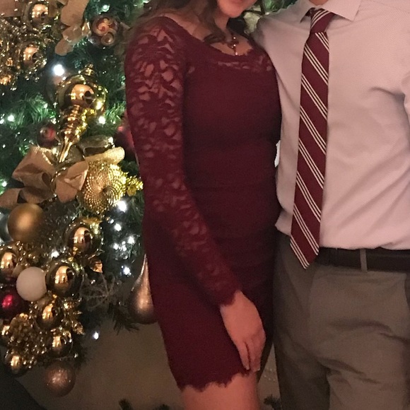 Jump Apparel Burgundy Lace Dress - Picture 3 of 5